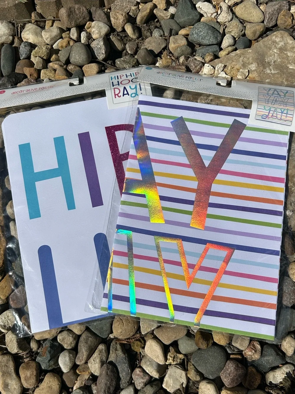 🩶5/$30 Set of 2 Decorative Posters Hip Hip Hooray & Yay Colorful Party Decor